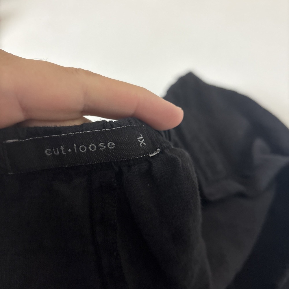 Cut Loose Womens Pants XL Black Elastic Waist 100% Linen Lagenlook Minimalist - Picture 5 of 8